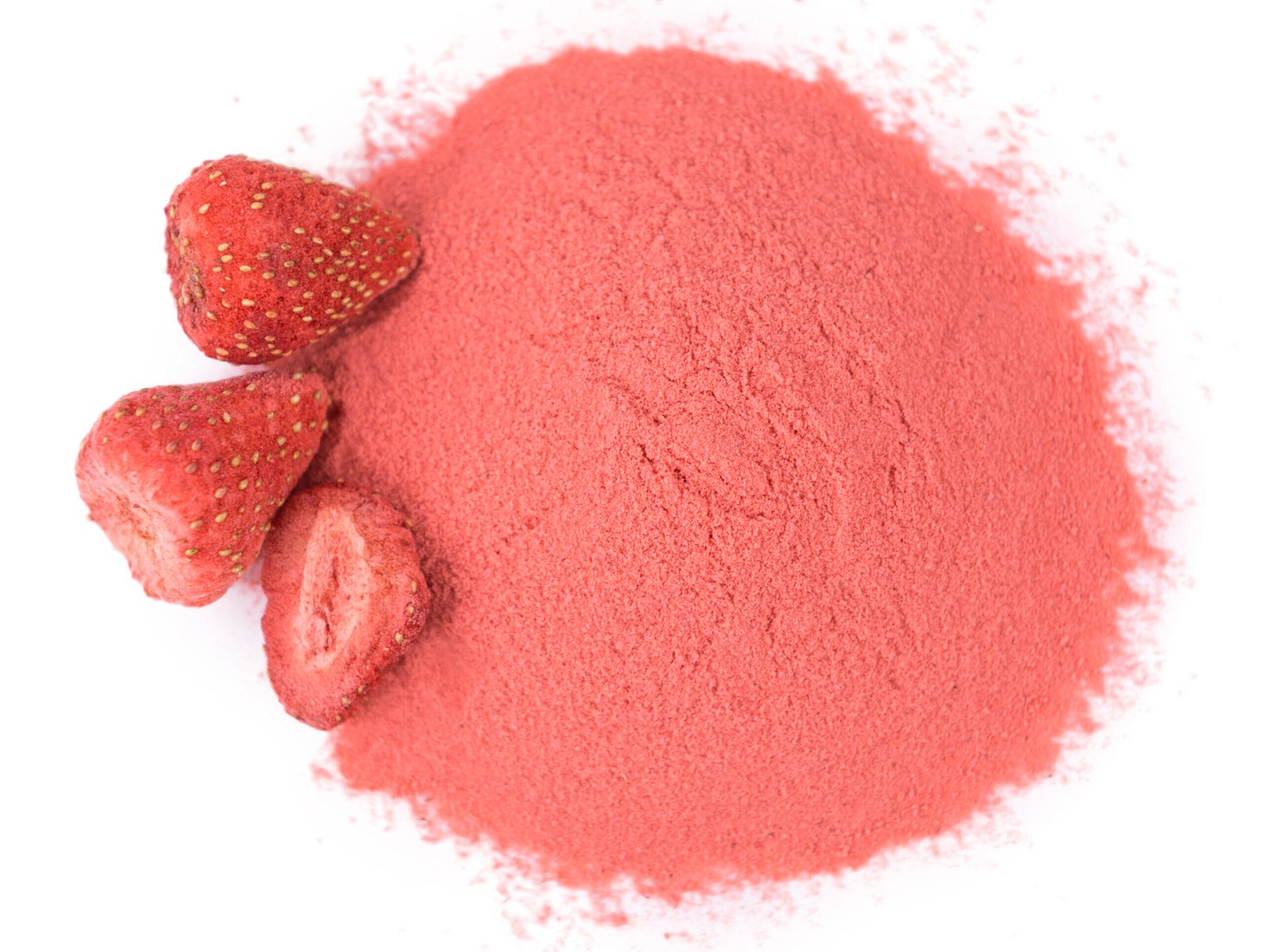 strawberry powder isolated on white background